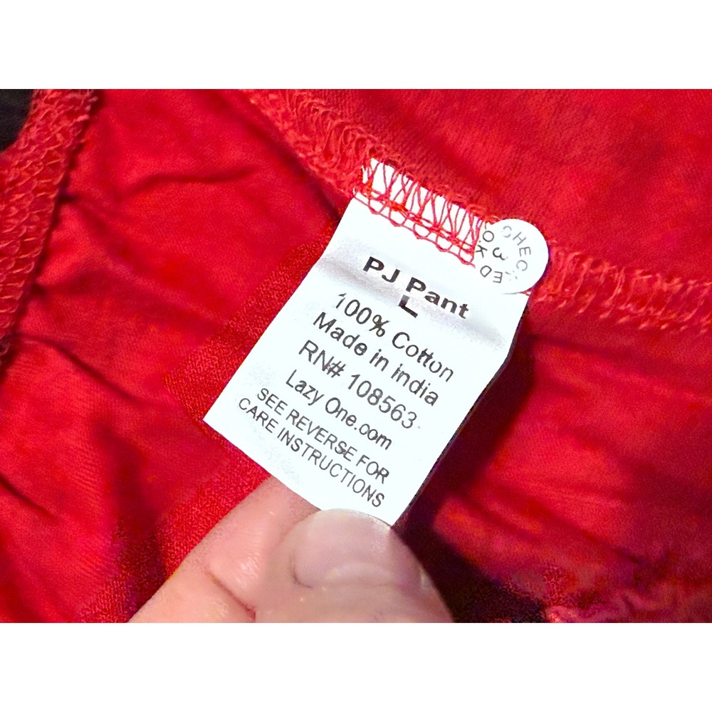 Lazy One PJ Pant Classic Moose Red Unisex Large Red Adult Cotton Elastic NEW - Picture 5 of 12